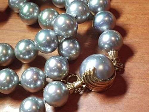 Mallorca Majorica Tahitian Pearl Collar Necklace ~ 18k yellow gold vermeil finish