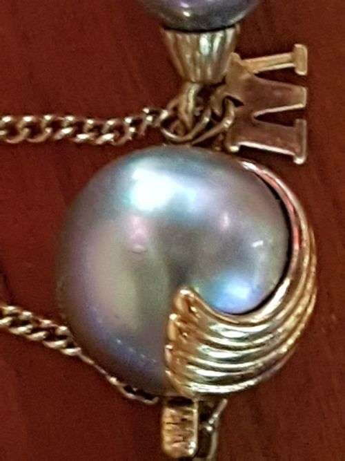 Mallorca Majorica Tahitian Pearl Collar Necklace ~ 18k yellow gold vermeil finish