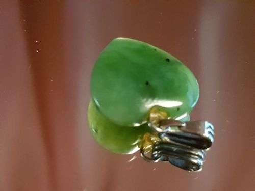 Natural Green Jade Heart Pendant or Charm