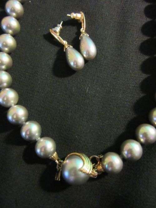 Mallorca Majorica Tahitian Pearl Collar Necklace ~ 18k yellow gold vermeil finish