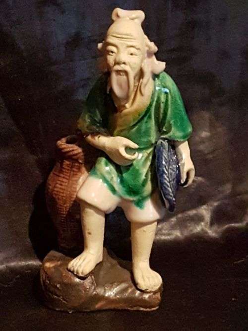 Chinese Mudman Figure ~ Wise Man with Hat ~ c1900 [sealed w clear fingerprint!]