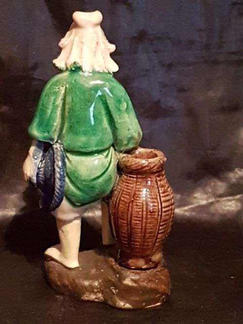 Chinese Mudman Figure ~ Wise Man with Hat ~ c1900 [sealed w clear fingerprint!]