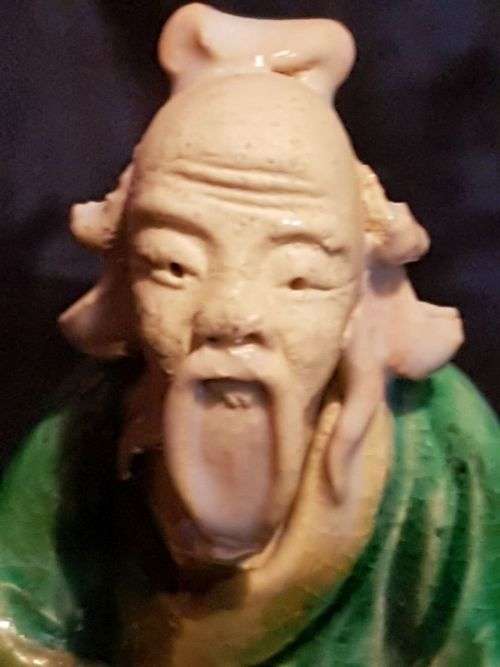 Chinese Mudman Figure ~ Wise Man with Hat ~ c1900 [sealed w clear fingerprint!]