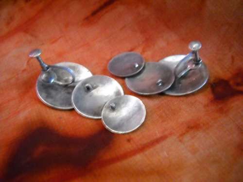 Vintage Japanese Shakudo Damascene K24 Gold Inlay SIlver Screwback Earrings