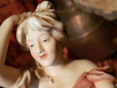 Antique Art Nouveau Royal Dux Porcelain Centerpiece / Spill Vase ~ Nymph Seated on a Shell ~ c1900