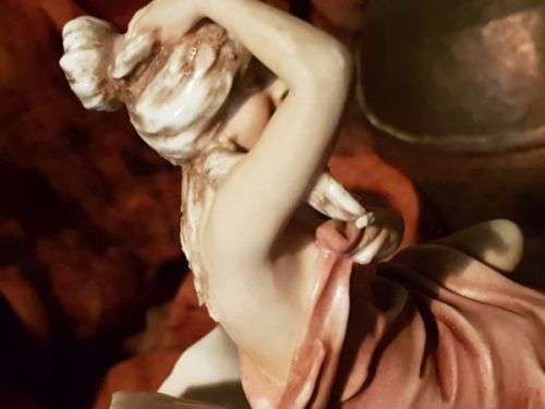 Antique Art Nouveau Royal Dux Porcelain Centerpiece / Spill Vase ~ Nymph Seated on a Shell ~ c1900