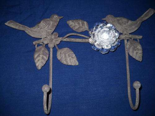 Antique-looking 2 Hook Metal Robe or Bathroom Hanger