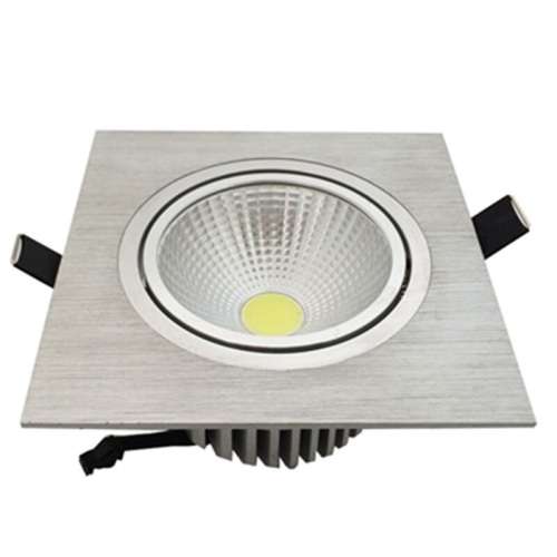 LED Downlights - 12W, Dimmable, COB, Cool White - Ultra Bright, Square Silver Brushed