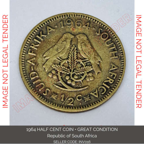 1964 HALF CENT COIN REPUBLIC OF SOUTH AFRICA