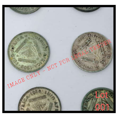 LOT OF THREE PENCE SOUTH AFRICAN COINS ASSORTED RANGING 1942-1959
