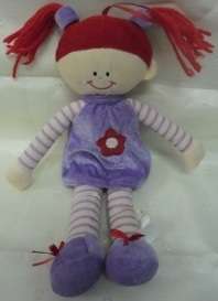 Rag Doll with Red Hair and Purple Dress (+- 30cm Height)