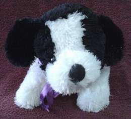 Plush Toy - Black & White Dog Teddy +-19cm