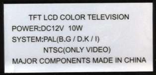 Super - Monitor : TFT LCD Color television "9"