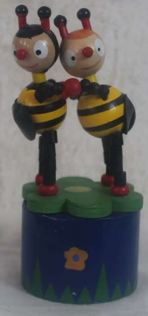 Collapsible push up toy - 2 Bee's - 11 cm