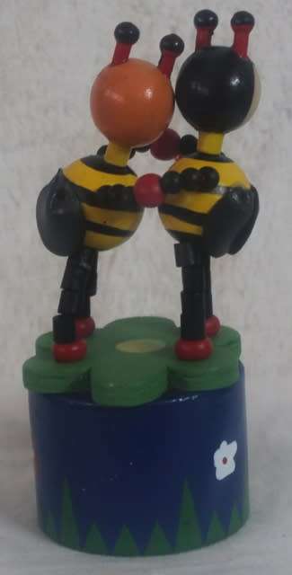 Collapsible push up toy - 2 Bee's - 11 cm