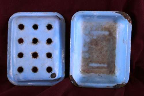 Blue Enamel Soap Dish - 13.5x10x3.5cm
