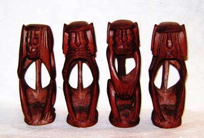 Hear no Evil C No Evil - Complete Set of Carved Monkeys