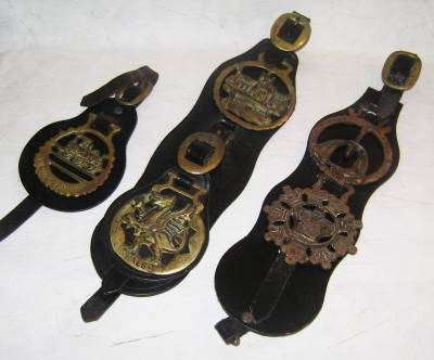 Collection of 3 very old " Horse Shoe " Leathers