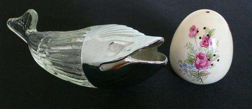 (1)Porcelain Pot Pouri Holder (1)Glass Fish Holder - GOOD CONDITION!!!