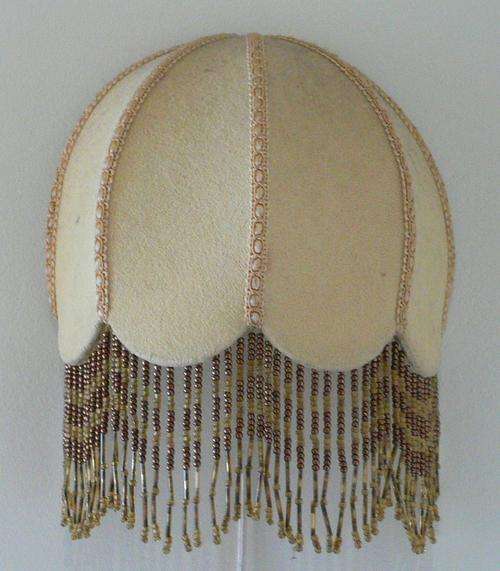 ANTIQUE VELVET WALL LIGHTS - BEAUTIFUL BEAD DETAIL & IN WORKING CONDITION!!!