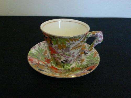 VINTAGE CHINTZ STYLE JAMES KENT LTD COFFEE CUP & SAUCER - "LIONFIELD" 1973 FENTON