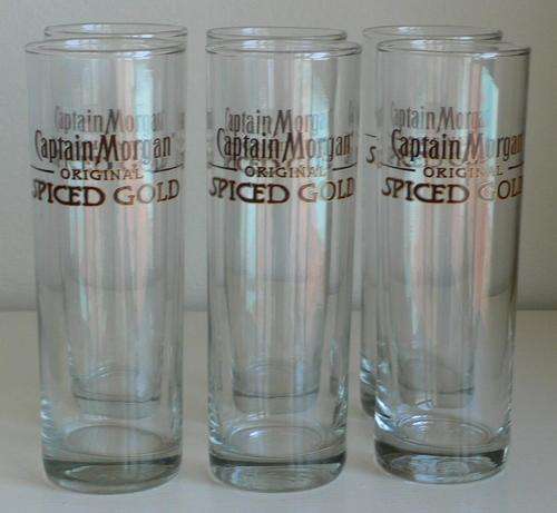 6 CAPTAIN MORGAN LONG GLASSES - GOOD CONDITION!!!