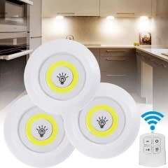 3pcs Wireless Remote Control COB Cabinet Light Battery Operated Dimmable Night Wall Lamp