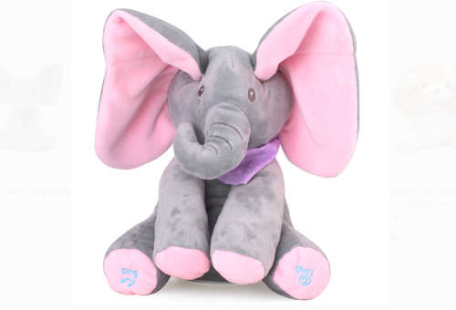 Plush Toy peek-a-boo Musical Elephant, Baby Children Stuffed Animated Flappy Plush Elephant Cute Dol