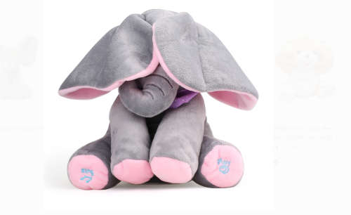 Plush Toy peek-a-boo Musical Elephant, Baby Children Stuffed Animated Flappy Plush Elephant Cute Dol