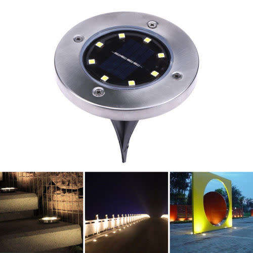 8 LED Solar Power Buried Light Under Ground Lamp Outdoor Path Way Garden Decking