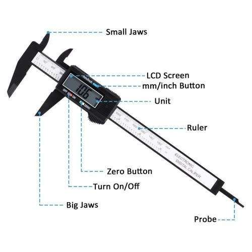 150mm 6inch LCD Digital Electronic Carbon Fiber Vernier Caliper Gauge Micrometer