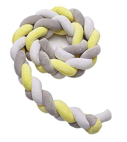 Baby Crib Cot Bumper Braid Pillow Plush Knot Cushion  yellow grey mixed PINK