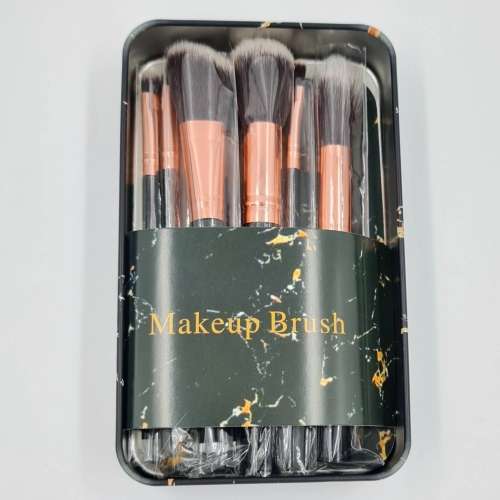 MAKEUP BRUSH SET WITH MARBLE STORAGE TIN - 8PCS