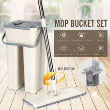 Hands-Free scratch Cleaning Flat Mop and Bucket Set