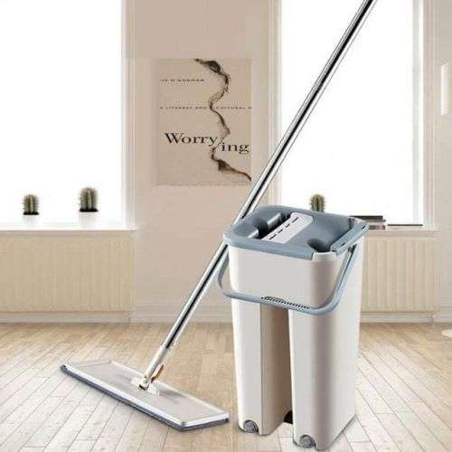 Hands-Free scratch Cleaning Flat Mop and Bucket Set