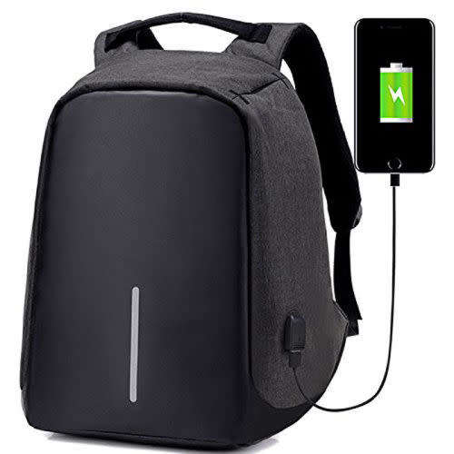 Anti-theft Mens Womens Laptop Notebook Backpack + USB Charging Port School Bag----  black only