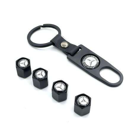 Fancy Tyre Valve Caps with Key Ring - Benz