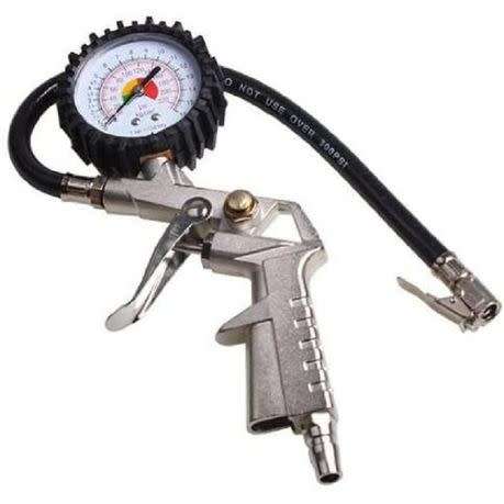 Tyre Pressure Gauge, Gun, Dial Gauge With Flexible Hose
