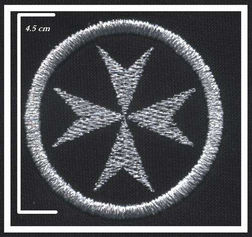Maltese Cross patch in silver Embroidered Cloth