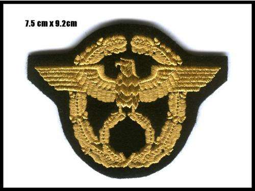 Gold Embroidered WWII German Police Sleeve Patch Black Felt Repro