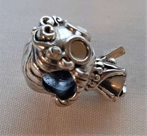 Authentic PANDORA Solid Sterling Silver Little Girl Specs and curly hair Fun Charm VGC