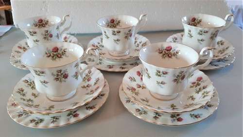 5 Fabulous everyday Quality Royal Albert Tea Trios, appear unused, no signs of wear anywhere WOW!