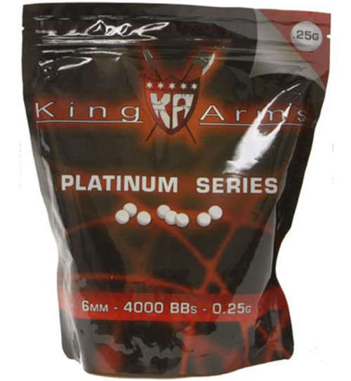 King Arms 6mm Platinum Series airsoft BBs, 0.25g, 4,000 rds, white