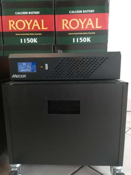 Mecer 2400VA Power back-Up Inverter in mobile cabinet with 2 x ROYAL 105 a/h Deep cycle batteries