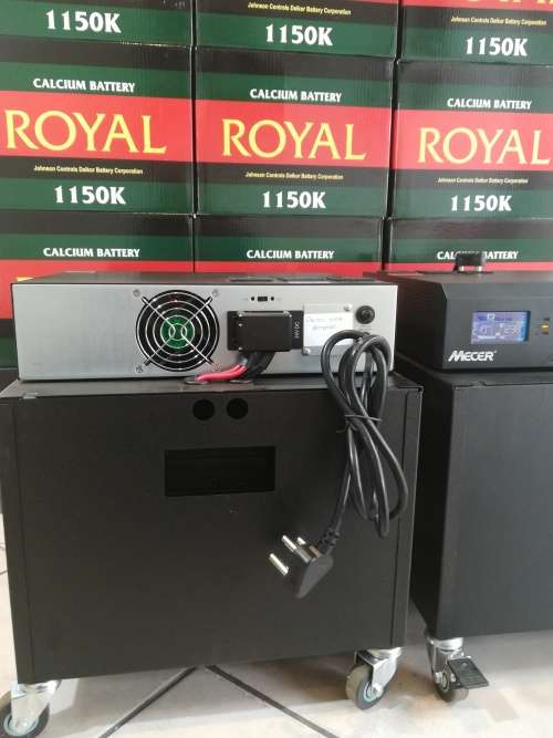 Mecer 2400VA Power back-Up Inverter in mobile cabinet with 2 x ROYAL 105 a/h Deep cycle batteries