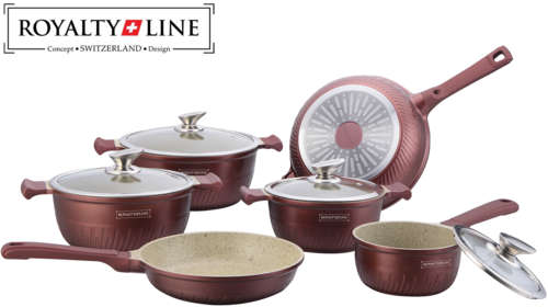 **R12 500**(Burgundy-The Only 1 in SA) 10pcs Granite & Marble Coating Cookware Set (Switzerland)