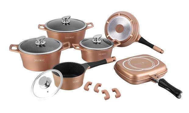 NewRoyalty Line 15piece marble cookware set(Switzerland) BURGUNDY - Market Price R12999