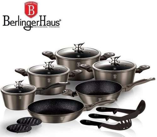 Berlinger Haus 15-Piece Matellic Line  Cookware Set + 72 Piece Cutlery Set