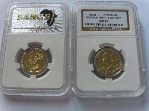 5 x 2008 MANDELA 90th BIRTHDAY COINS - MS 65 SANGS GRADE