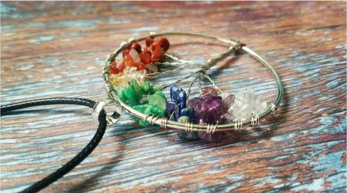 Chakra Tree Of Life Natural Stone Pendant Necklace